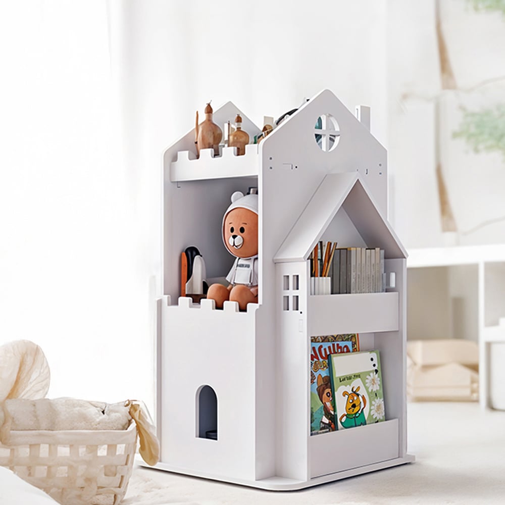 Living and Home 3 Tier White Rotating Kids Castle Bookshelf Image 3