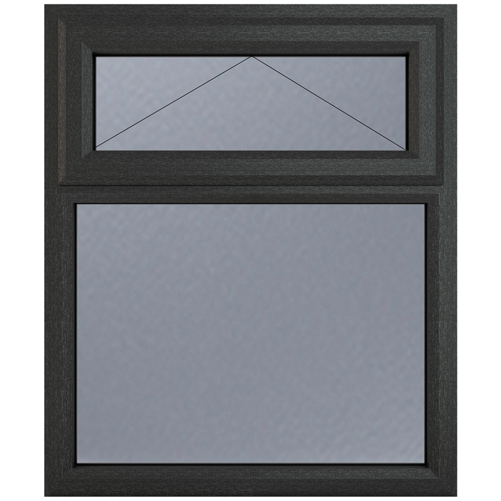 Crystal uPVC Triple Glazed Window Top Hung Over Fixed Light Grey White Obscure Glass 905x1115mm Image 2