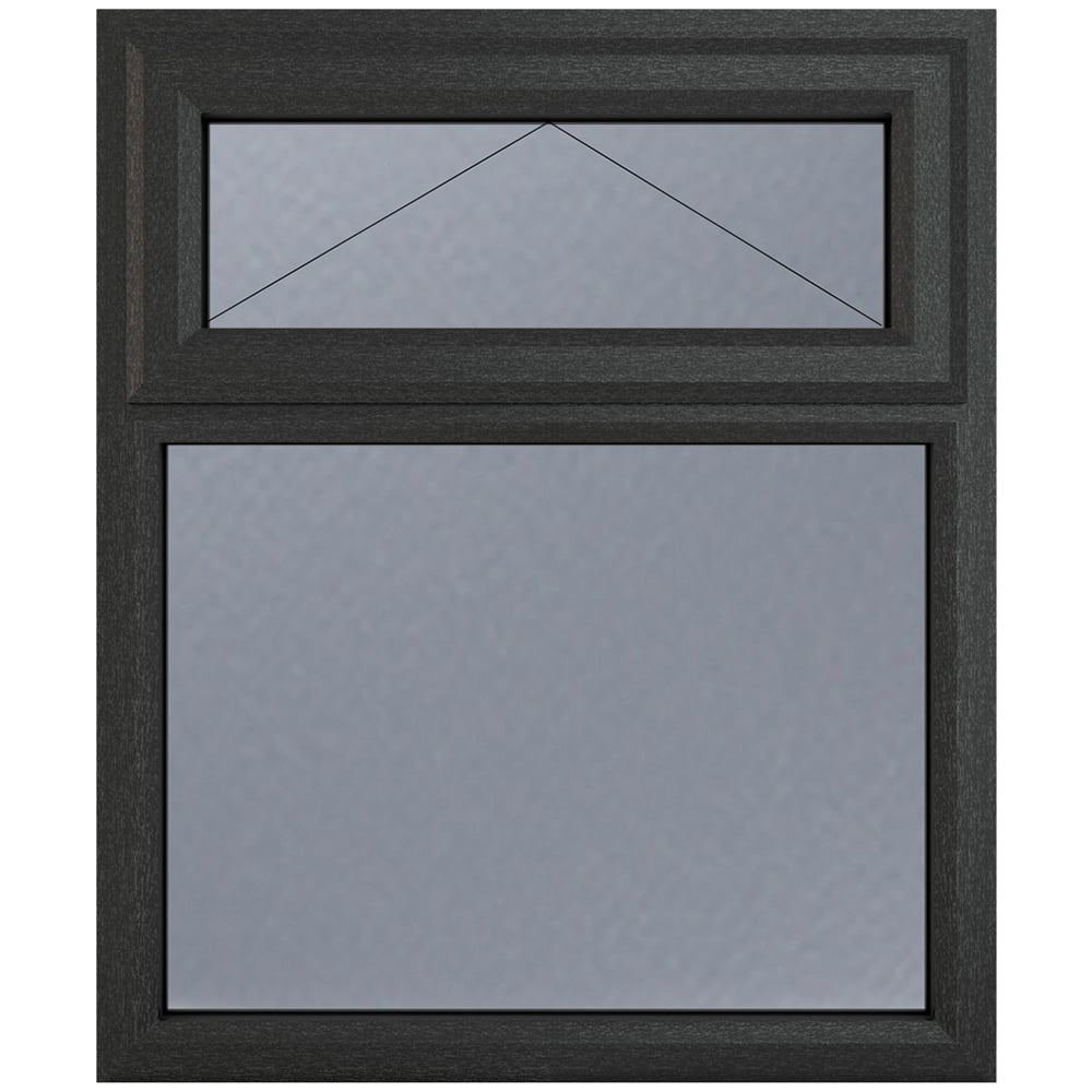 Crystal uPVC Triple Glazed Window Top Hung Over Fixed Light Grey White Obscure Glass 1190x965mm Image 2