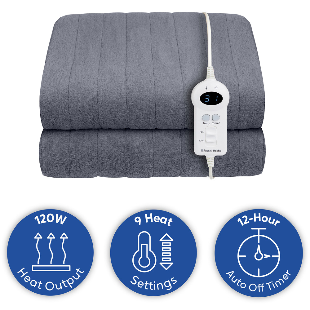 Russell Hobbs Grey Sherpa and Microfleece Heated Throw with Controller 130 x 180cm Image 7