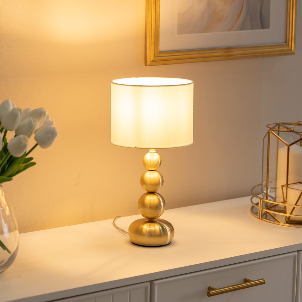 ValueLights Marissa 2 Pack Gold Stacked Ball Touch LED Table Lamp Image 2