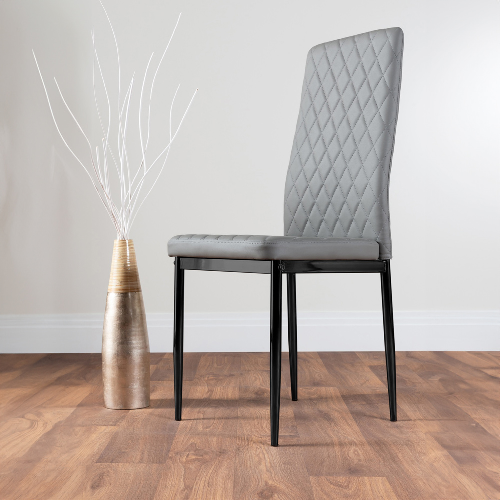 Furniturebox Copeland Valera Marble Effect 6 Seater Dining Set White Grey and Black Image 3