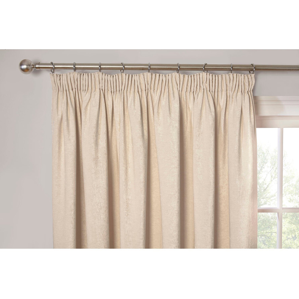 Chenille Taped Curtains - Natural / 229cm Image 2
