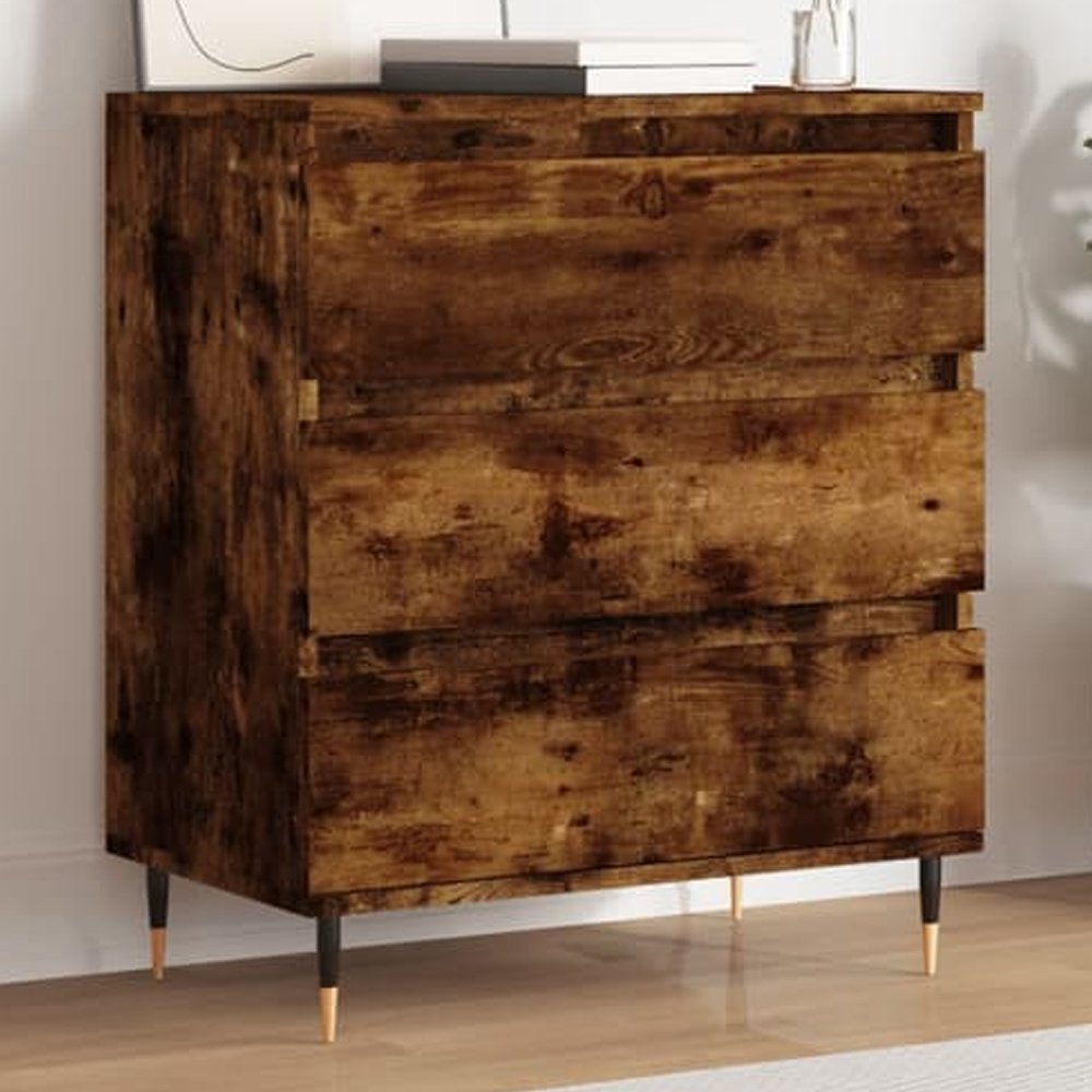 vidaXL 3 Drawer Smoked Oak Sideboard Image 1