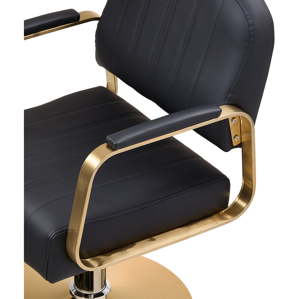 Living and Home Black and Gold Swivel Base Salon Barber Chair with Hydraulic Lift Image 3