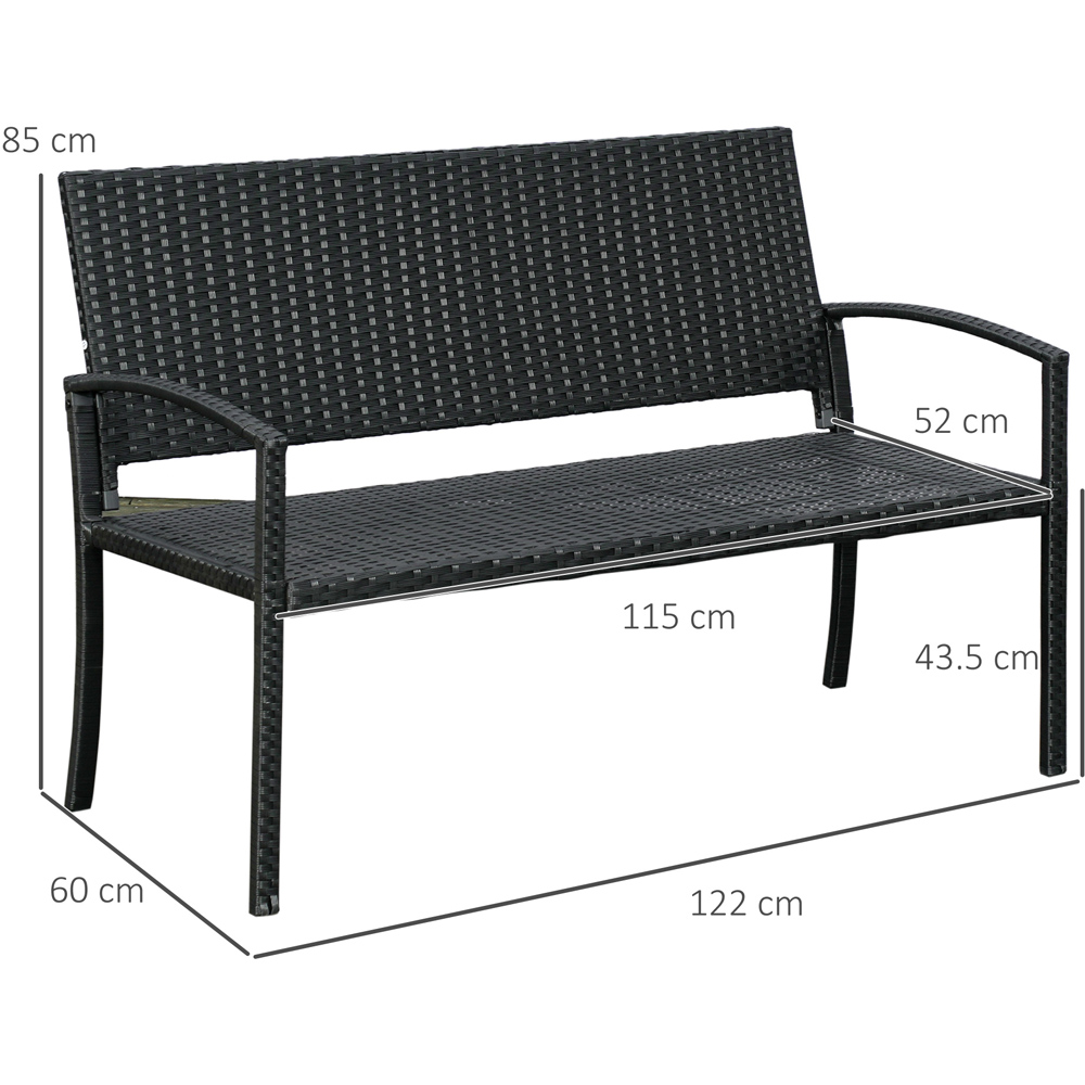 Outsunny 2 Seater Black Rattan Bench Image 8