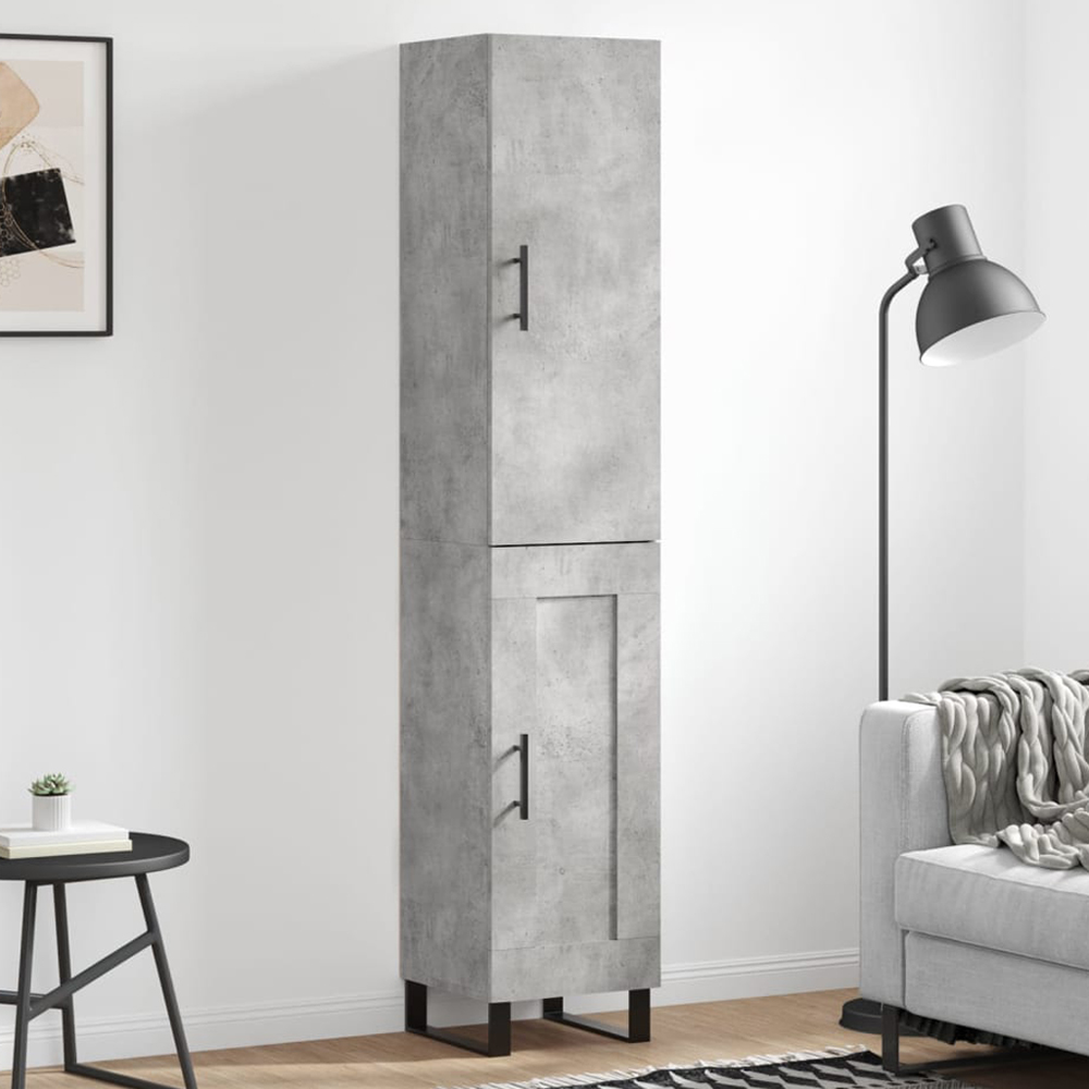 vidaXL 2 Door Concrete Grey Tall Highboard Image 1