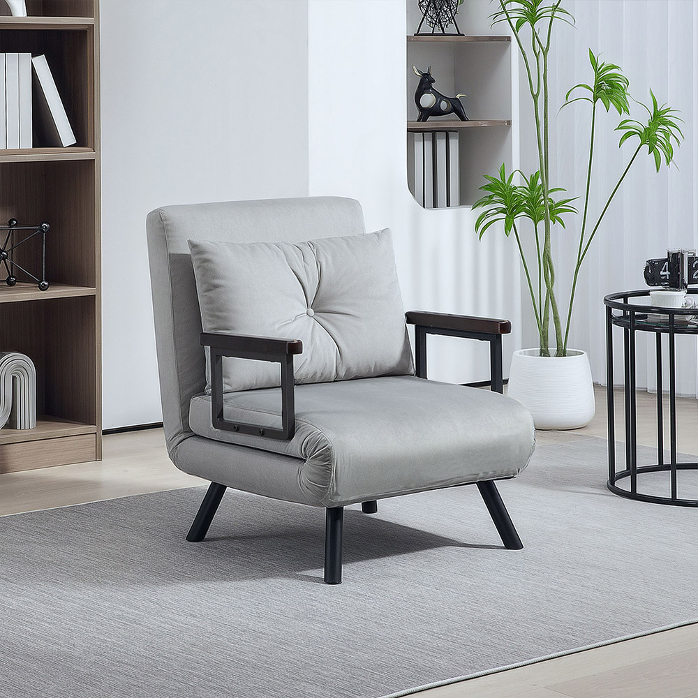 HOMCOM Click Clack Light Grey Single Bed Chair Image 3