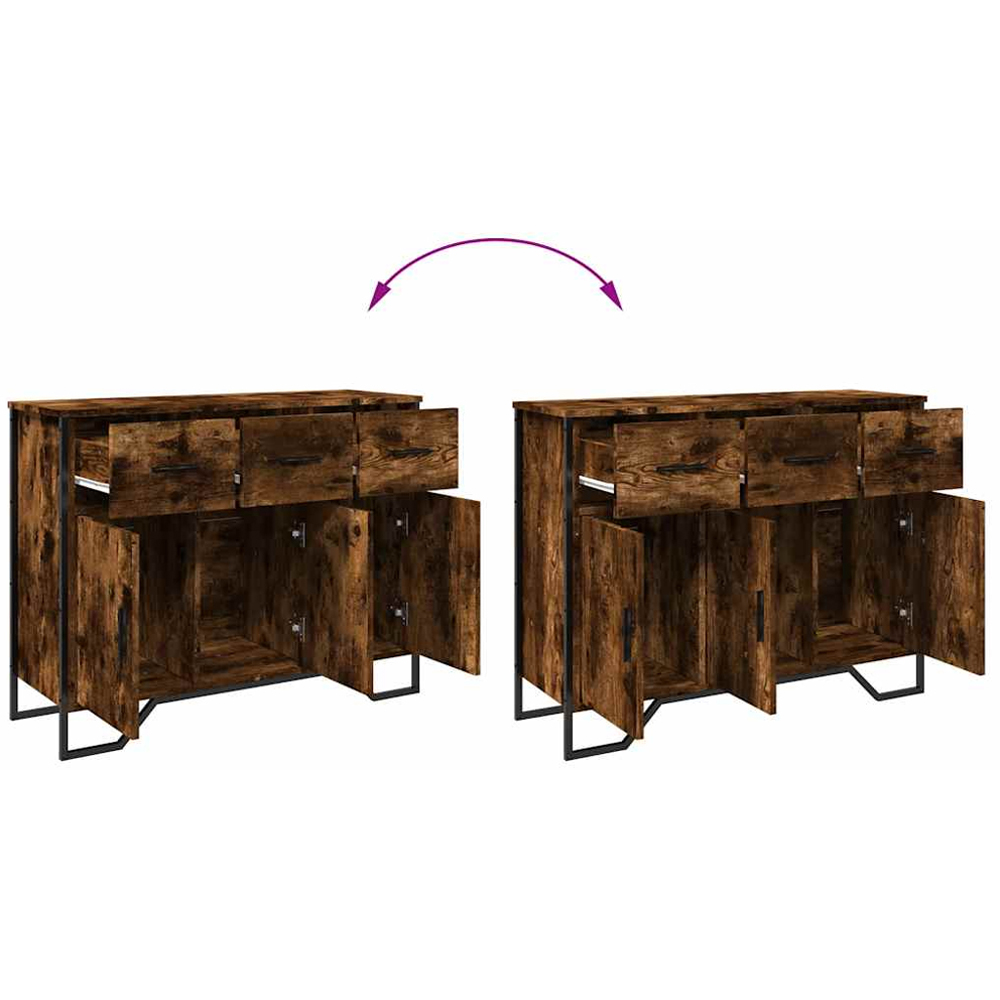 vidaXL 3 Door 3 Drawer Smoked Oak Sideboard Image 8