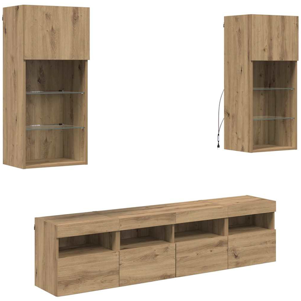 vidaXL LED Artisanal Oak TV Wall Unit Image 2