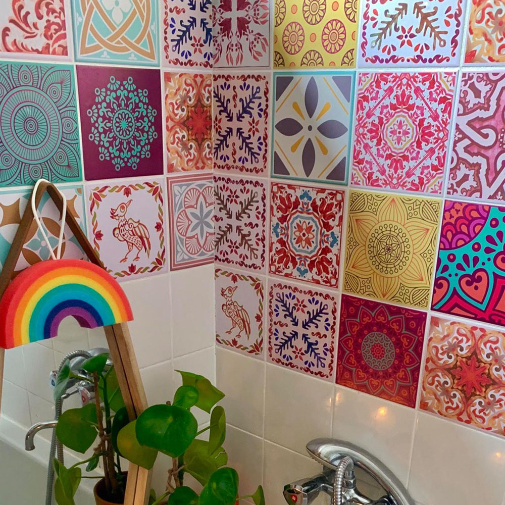 Walplus Multicolour Mandalas Mixed Wall Tile Sticker 15 x 15cm 72 Pack Image 3