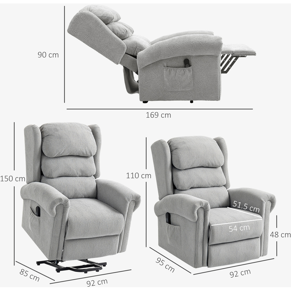 HOMCOM Grey Power Lift Recliner Chair with Remote Image 9