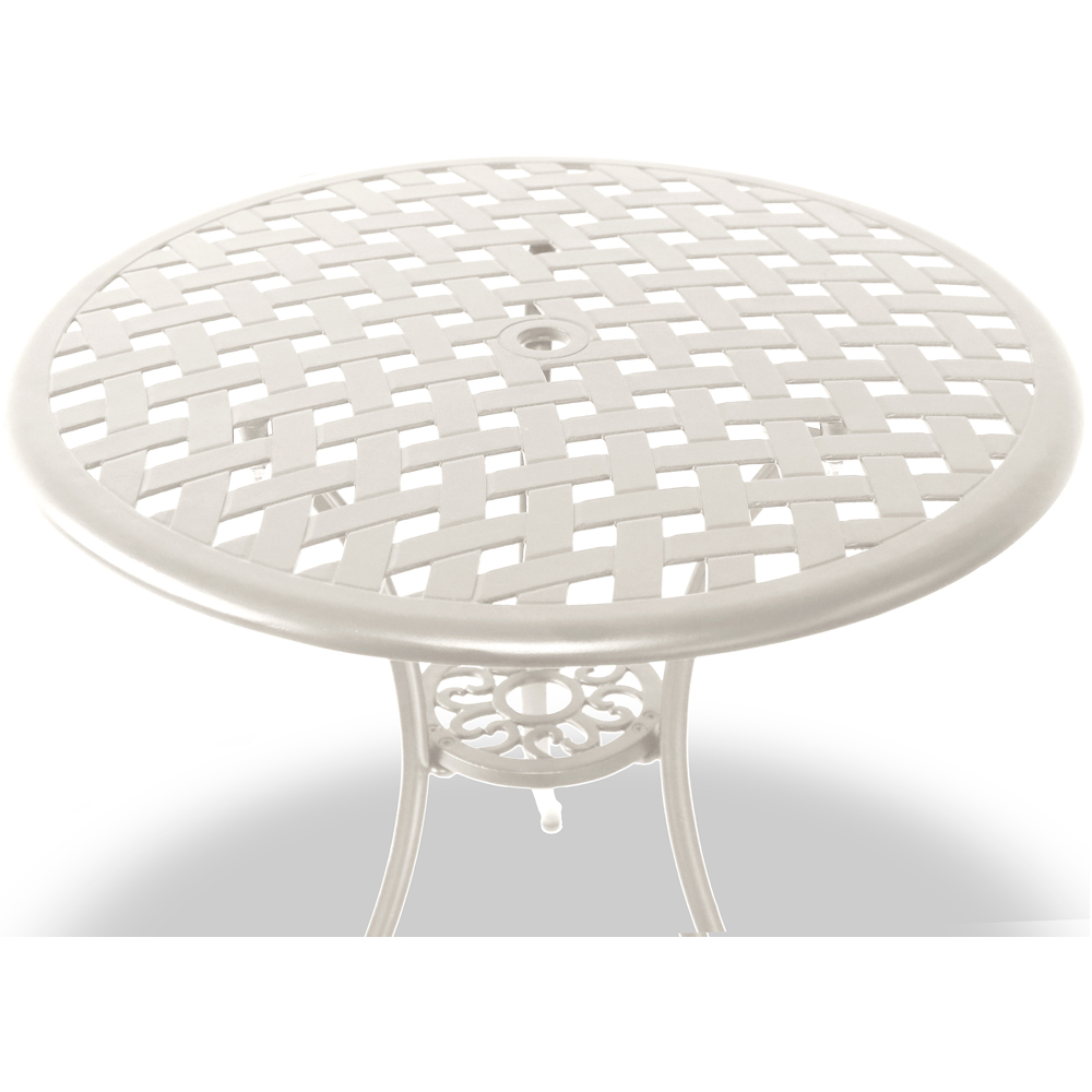 Centurion Oshowa 2 Seater White Round Garden Bistro Table with Parasol Hole Image 4
