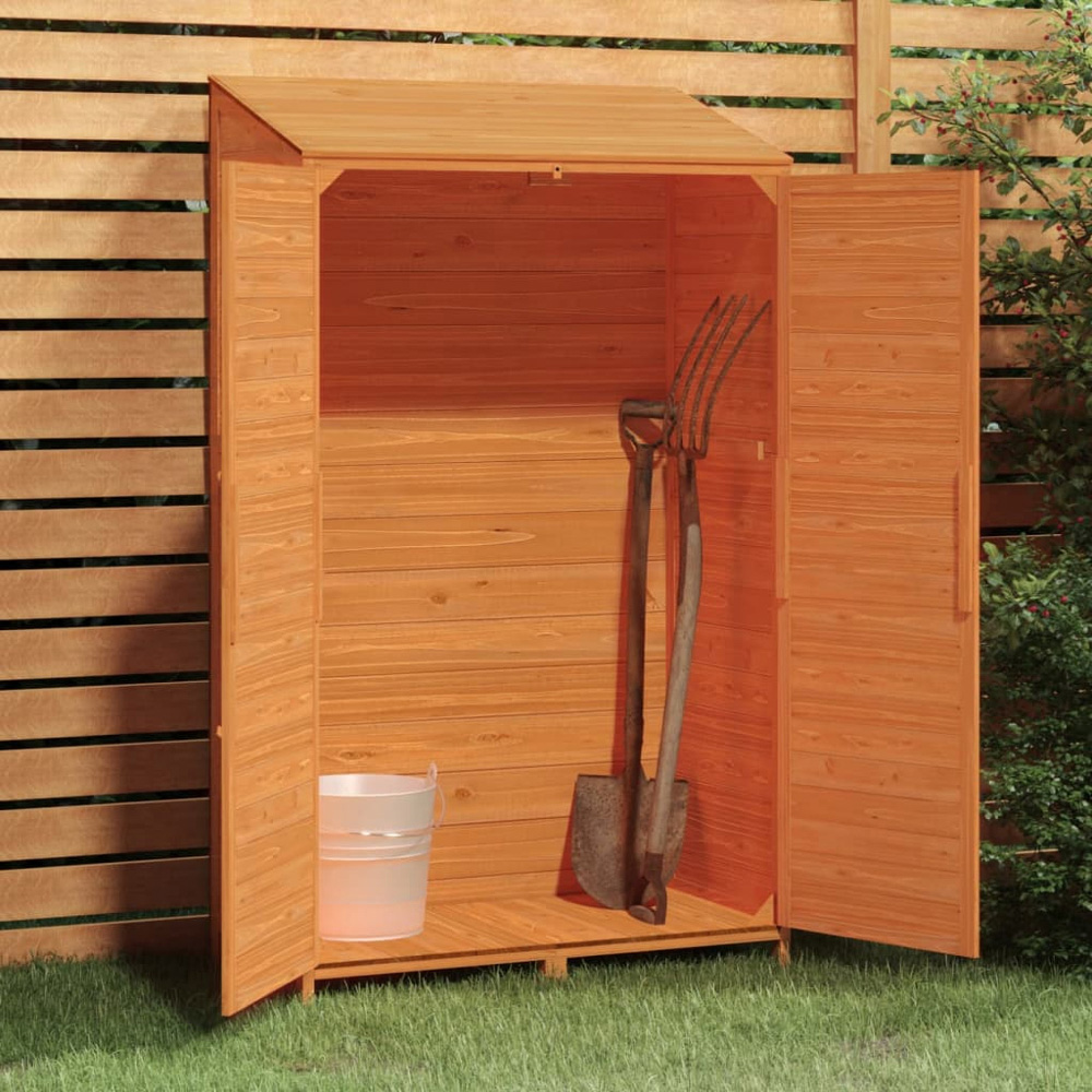 vidaXL 3.3 x 1.7ft Brown Wooden Pent Garden Shed Image 2