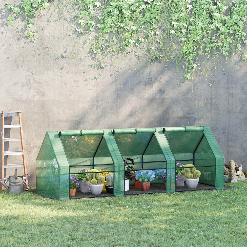 Outsunny Portable Plastic Mesh Cover 8.8 x 2.9ft Greenhouse Image 2