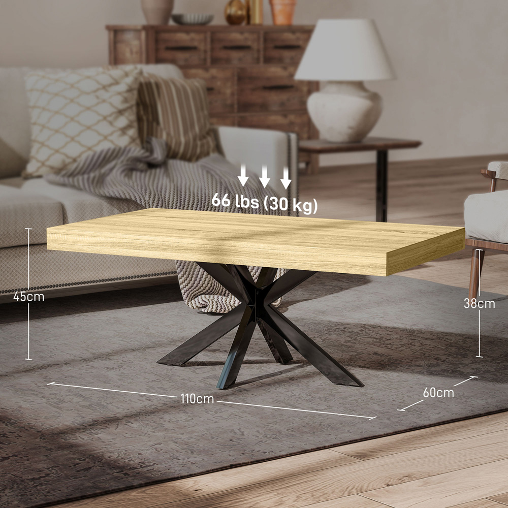 HOMCOM Industrial Natural Coffee Table with Steel Frame Image 9