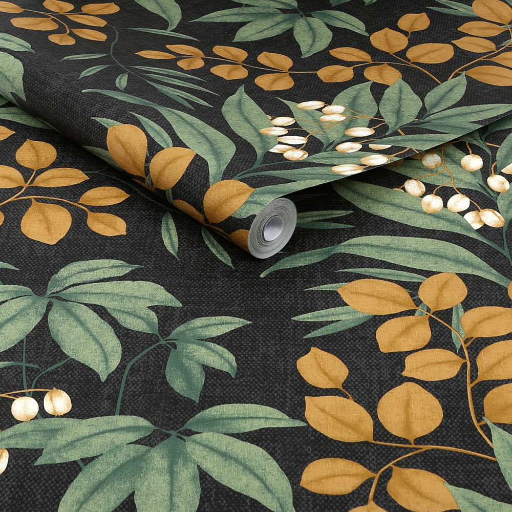 Superfresco Easy Persephone Charcoal and Ochre Wallpaper Image 2