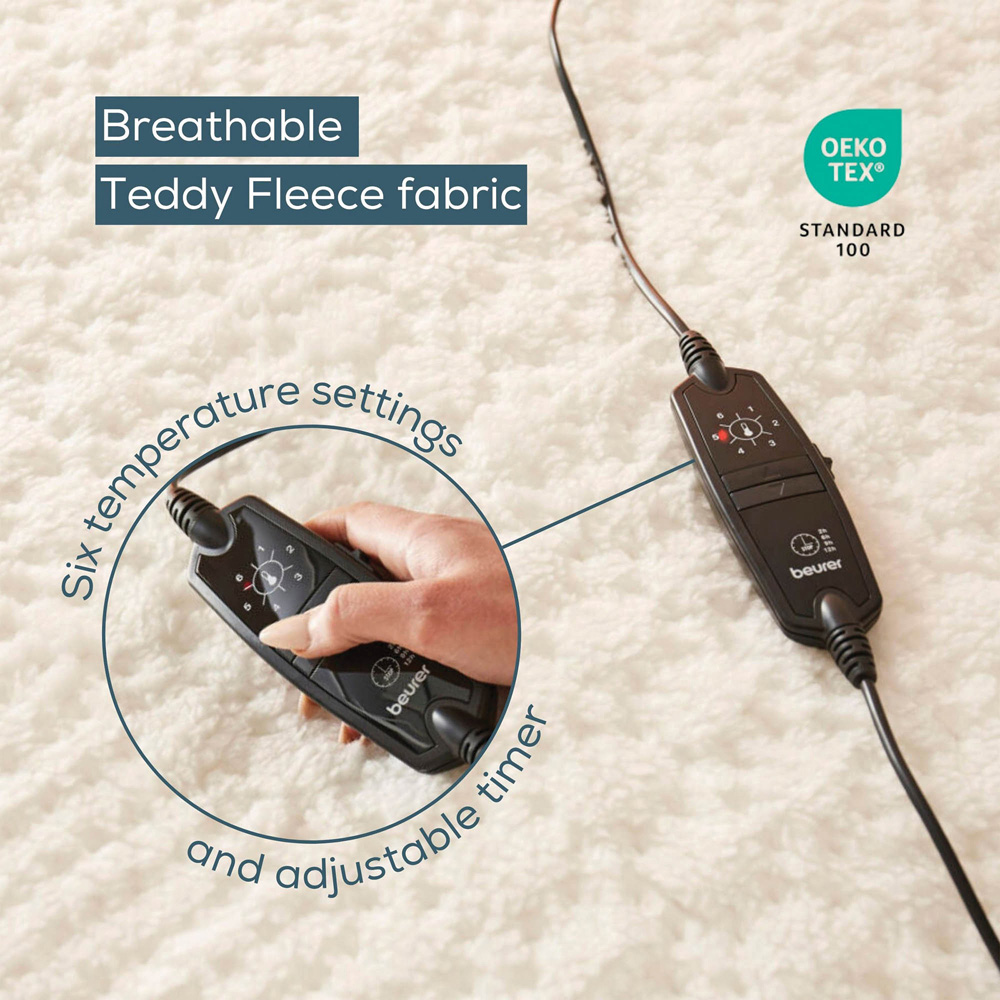 Beurer Indulgence Single Plush Teddy Fleece Fitted Heated Mattress Cover Image 4