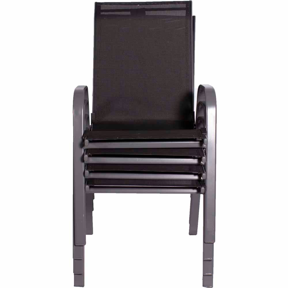 Royalcraft Rio 4 Seater Stacking Armchairs Dining Set Black Image 5