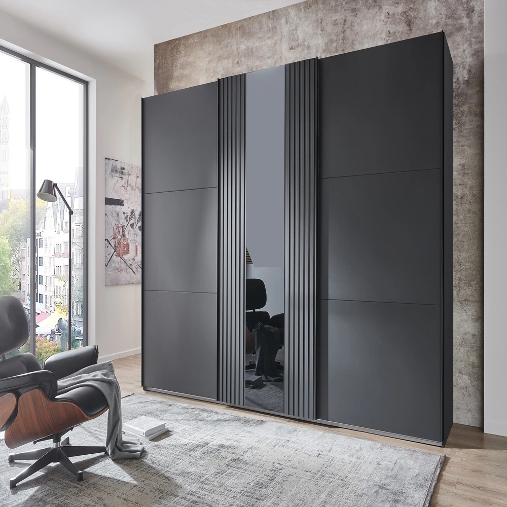 TJ'S Atlanta 3-Section Black Sliding Wardrobe Image 4