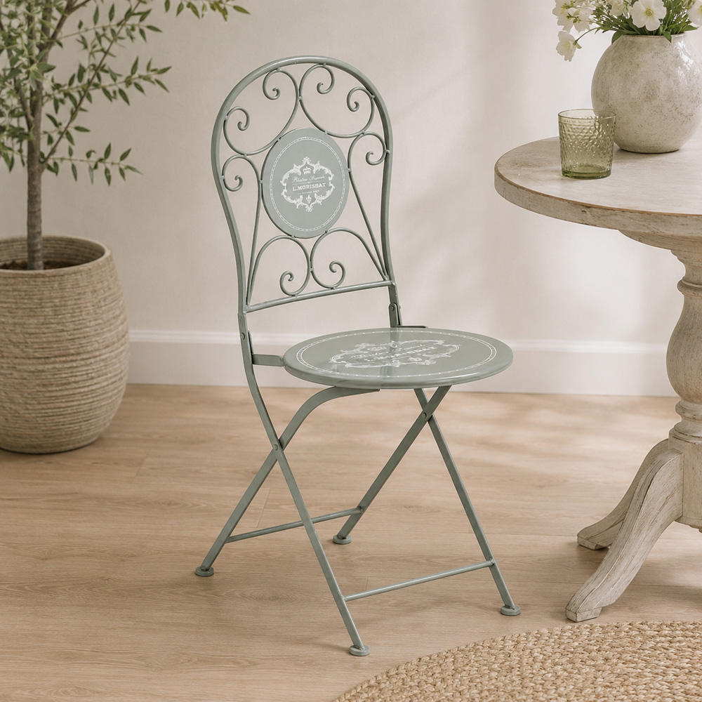 Premier Housewares Cafe Cassis Grey Metal Accent Chair Image 3