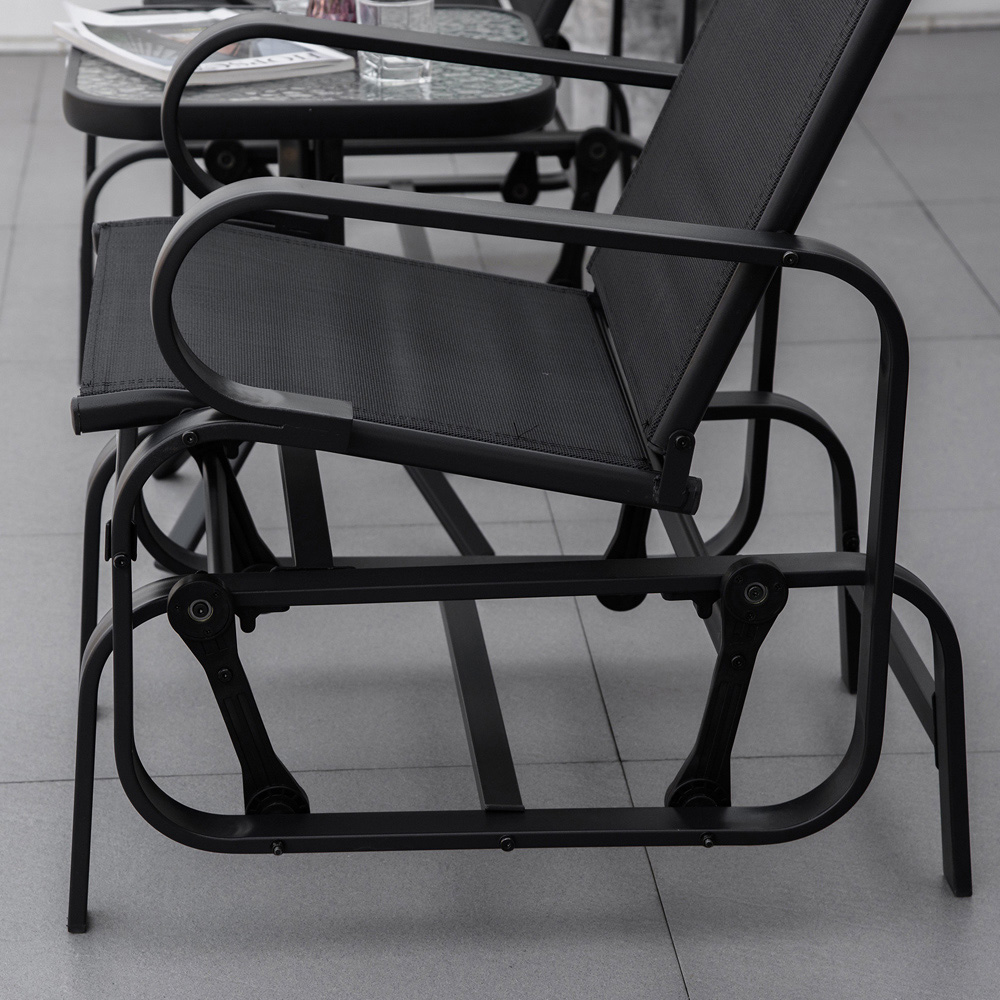 Outsunny Black Metal Outdoor Gliding Rocking Chair Image 3