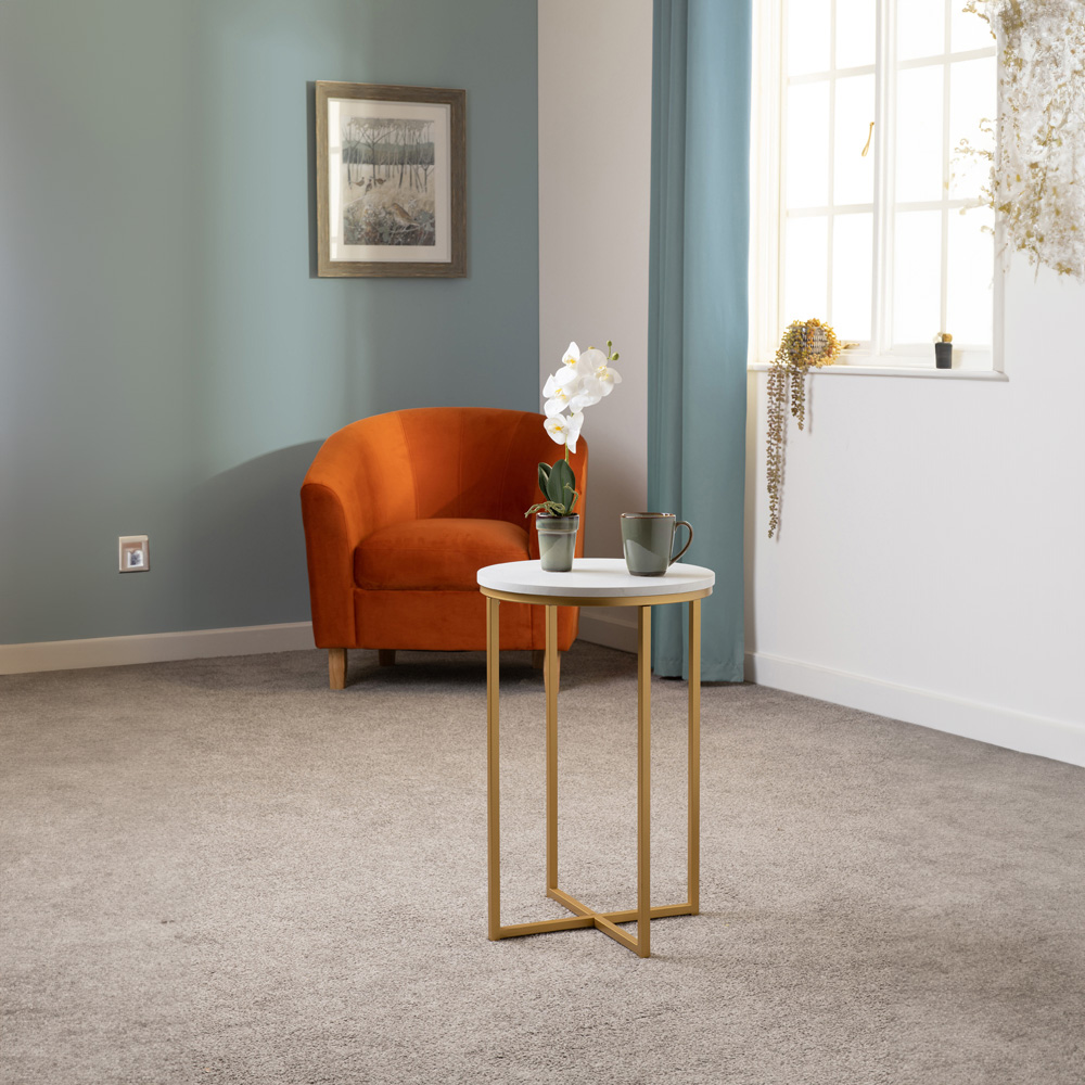 Seconique Dallas Marble and Gold Effect Side Table Image 5