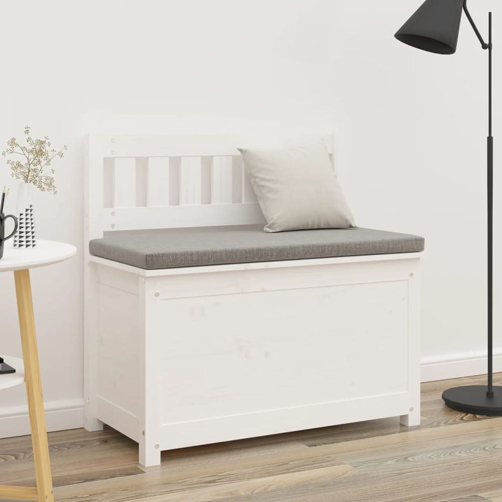 vidaXL White Solid Wood Pine Storage Bench 80 x 41 x 77cm Image 9