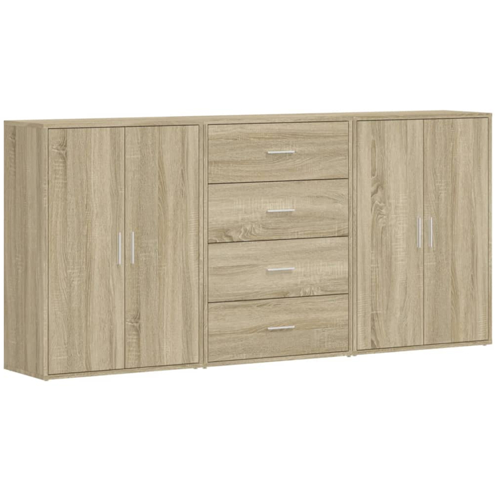 vidaXL 4 Door 4 Drawer Sonoma Oak Sideboard 3 Piece Image 3