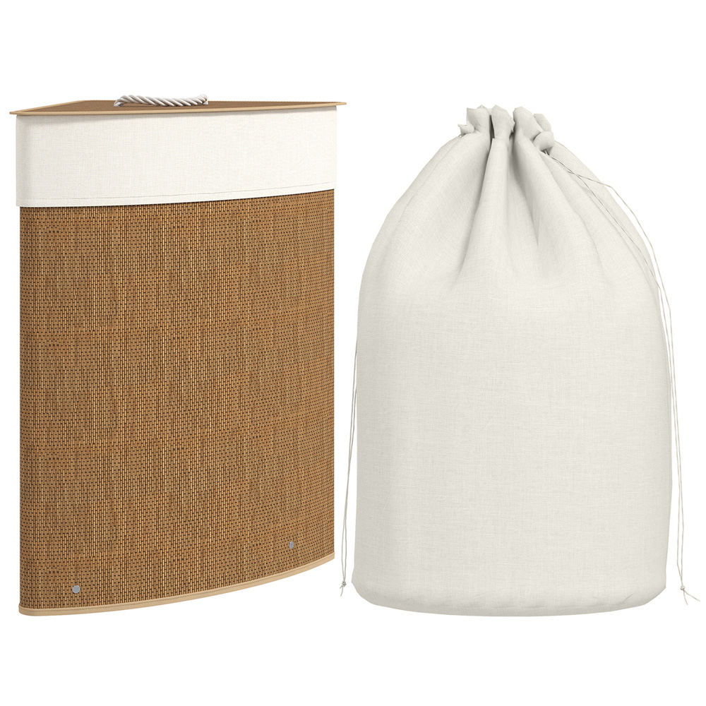 HOMCOM Brown Laundry Hamper 55L Image 1