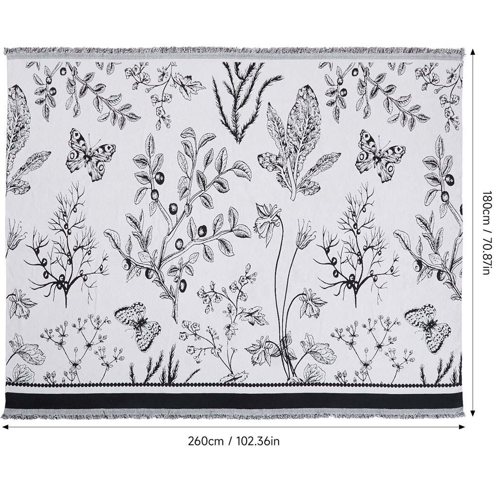 Living and Home 3 Seater White and Black Butterfly Chenille Sofa Cover Image 8