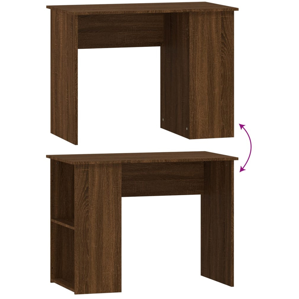 vidaXL 2 Shelf Office Desk Brown Oak Image 5