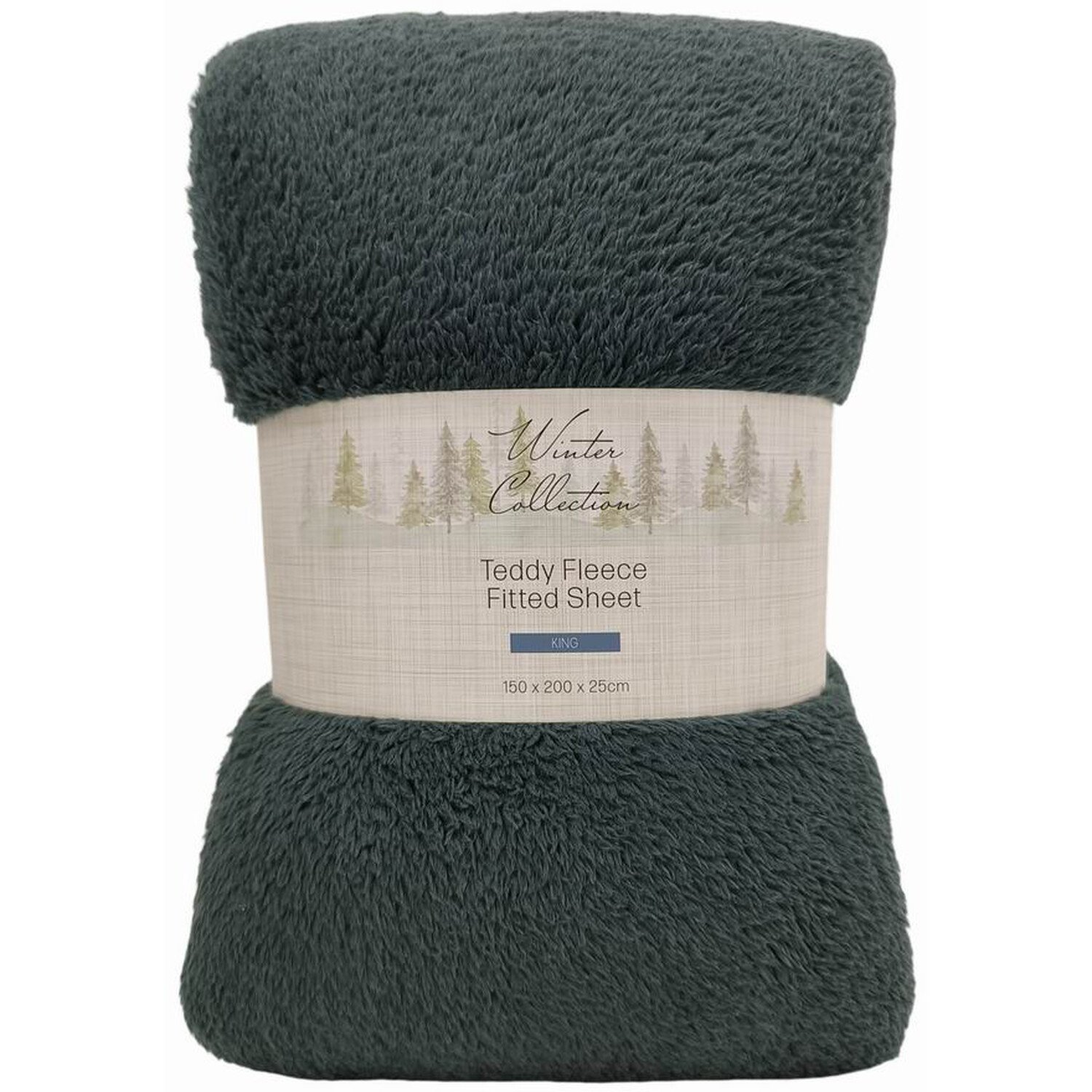 Soft Teddy Fleece Fitted Sheet Charcoal King Image