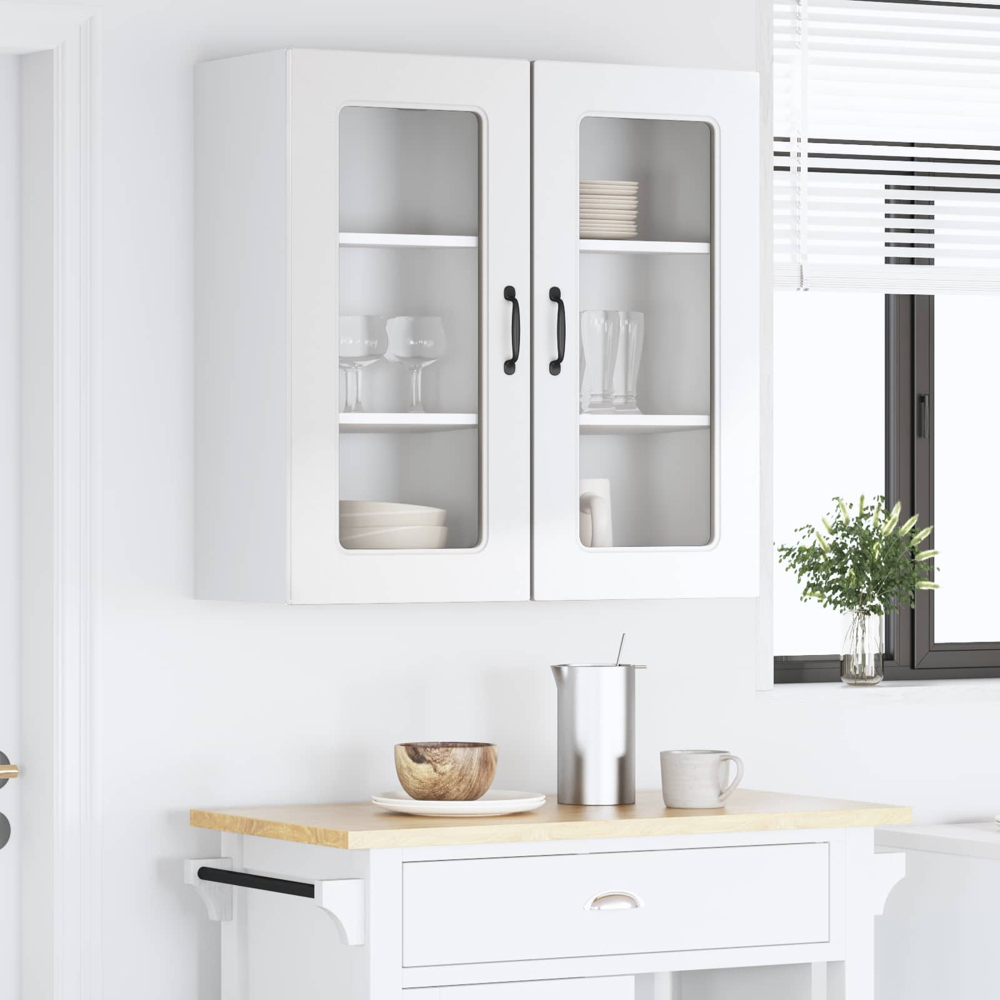 vidaXL Kalmar Single Door High Gloss White Wall Kitchen Cabinet 2 Pack Image 9