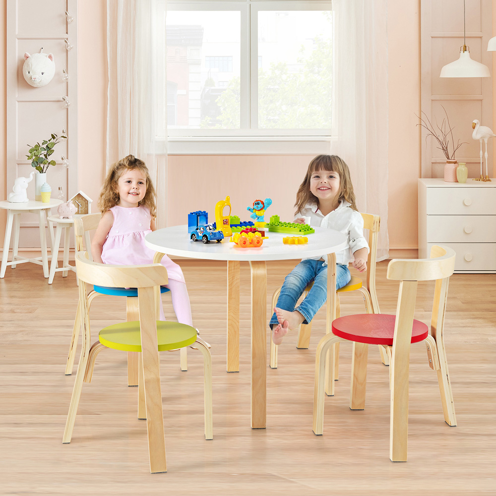Costway 4 Seater Kids Multicolour Table and Chair Set Image 3