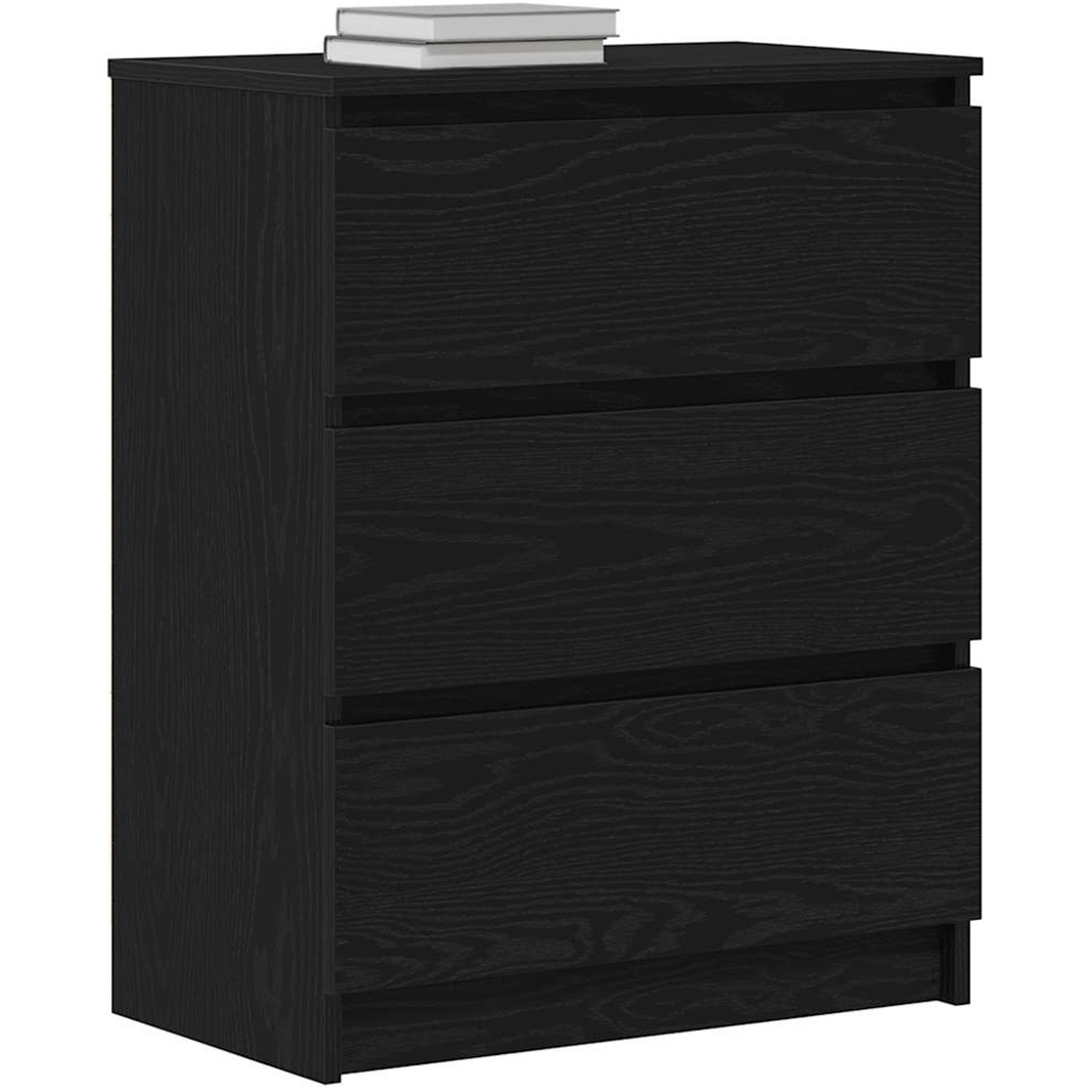 vidaXL 3 Drawer Black Oak Wooden Sideboard Image 4