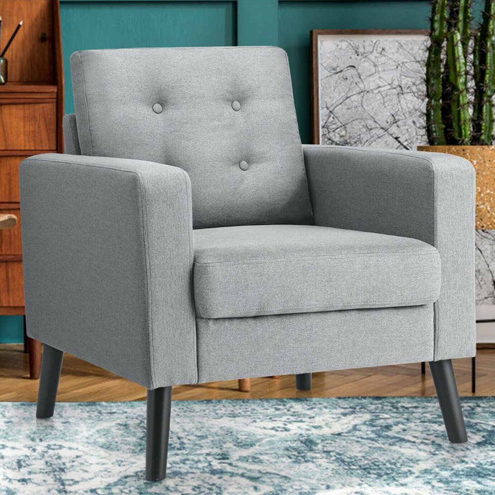 Costway Grey Modern Upholstered Accent Sofa Chair Image 1