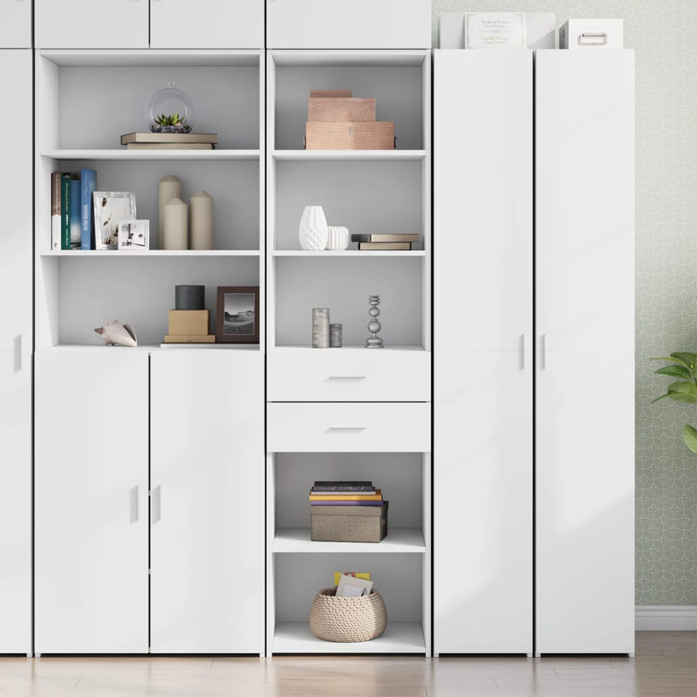 vidaXL 2 Drawer 5 Shelf White Highboard Image