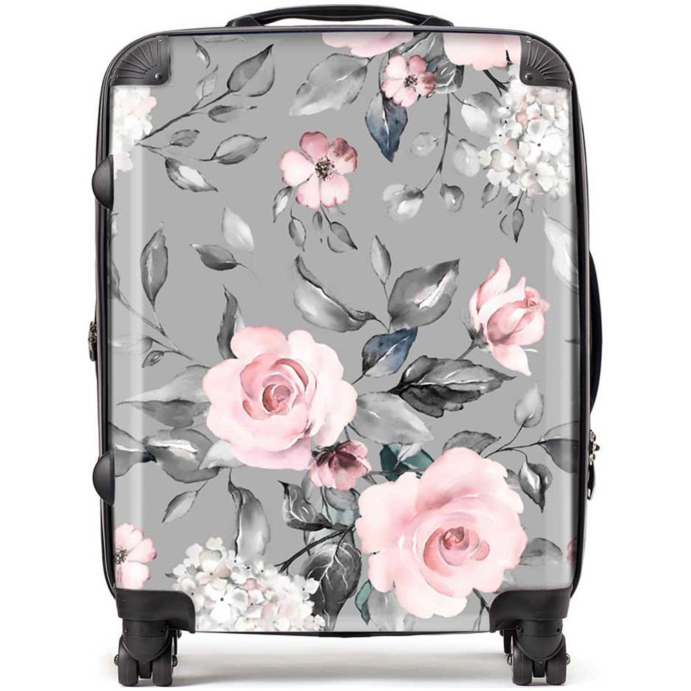 Warren Reed Designer Large Dusty Pink Roses Suitcase Image 1