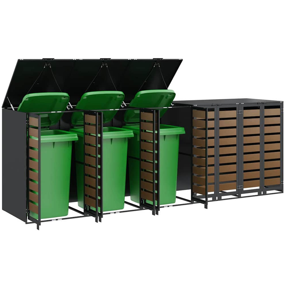 vidaXL Anthracite 5 Wheelie Bin Storage Shed with HDPE Door Image 3