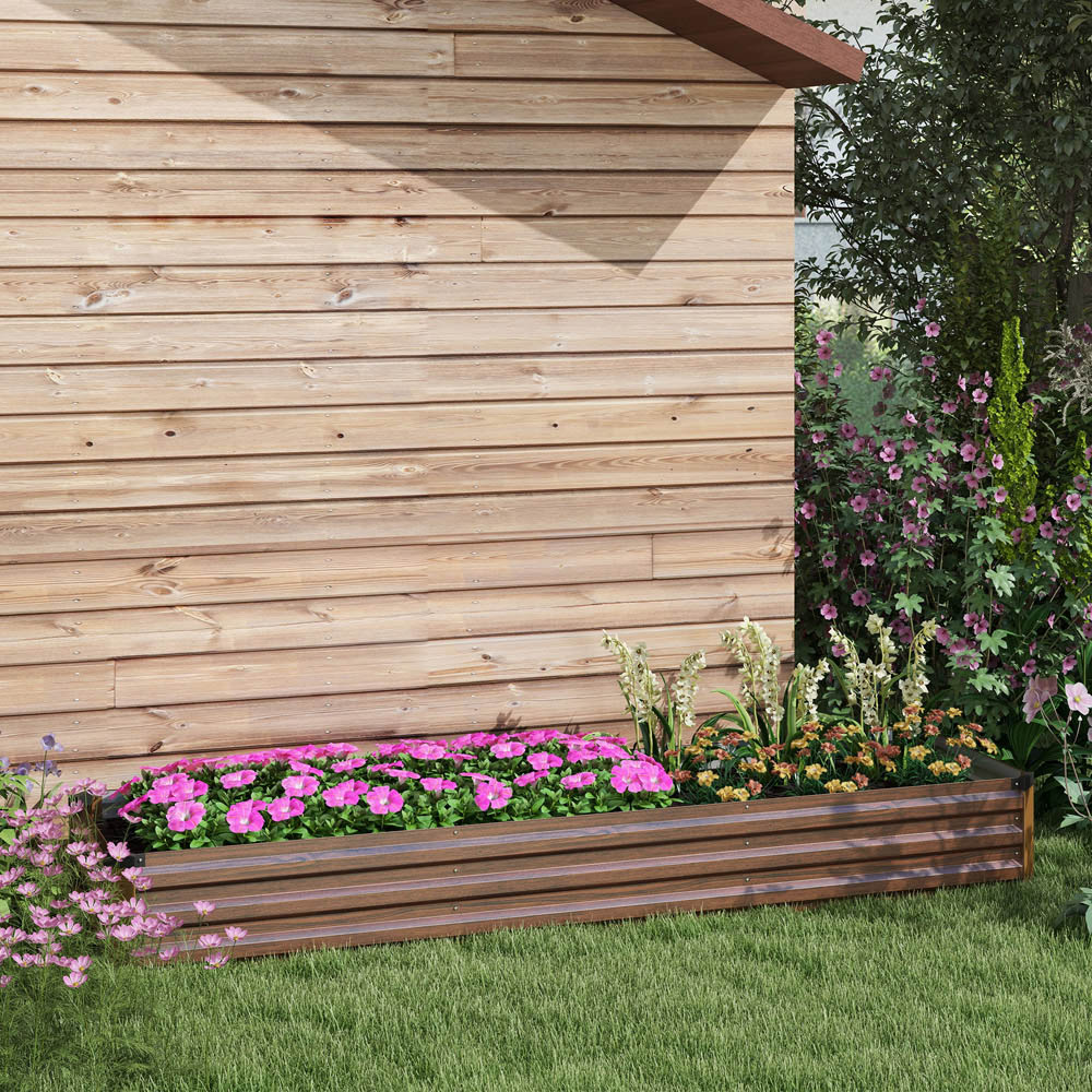 Outsunny Brown Steel Galvanised Raised Garden Bed 30 x 60 x 240cm Image 2