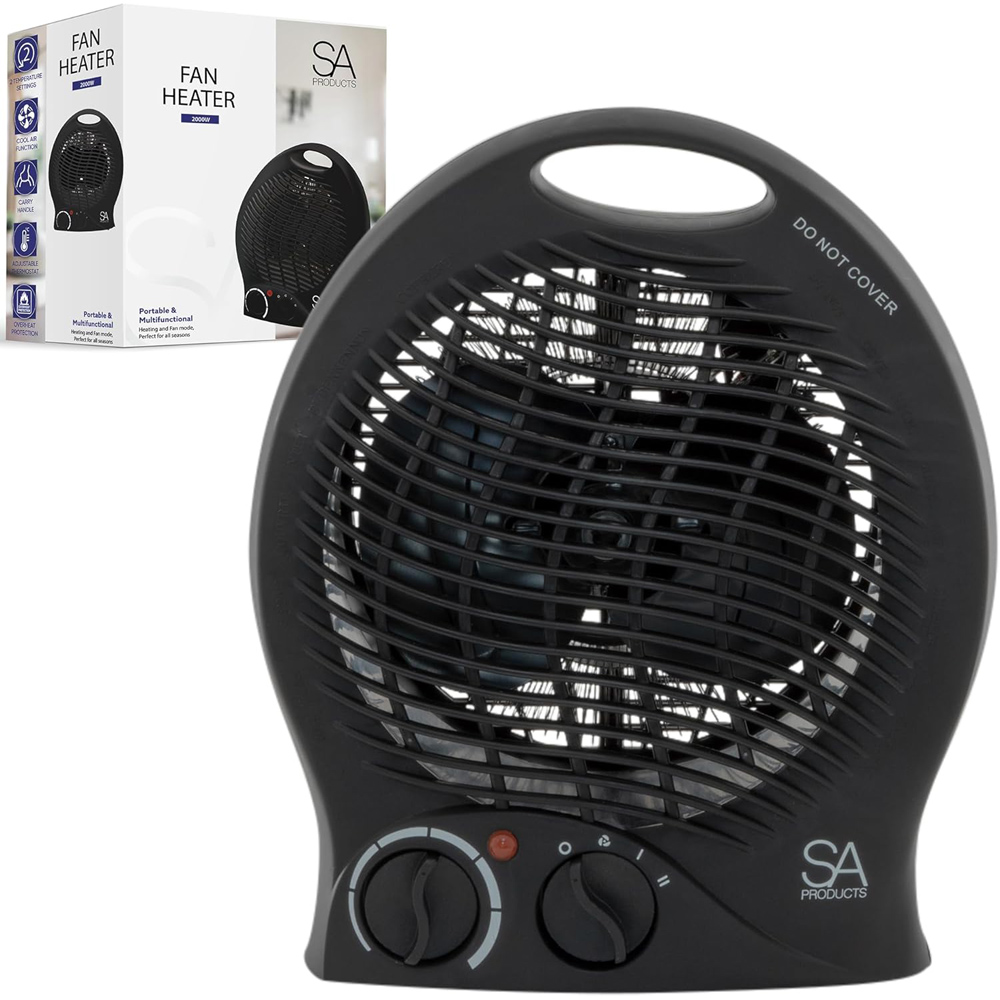 Black Upright Portable Heater with 2 Heat Settings Image 2