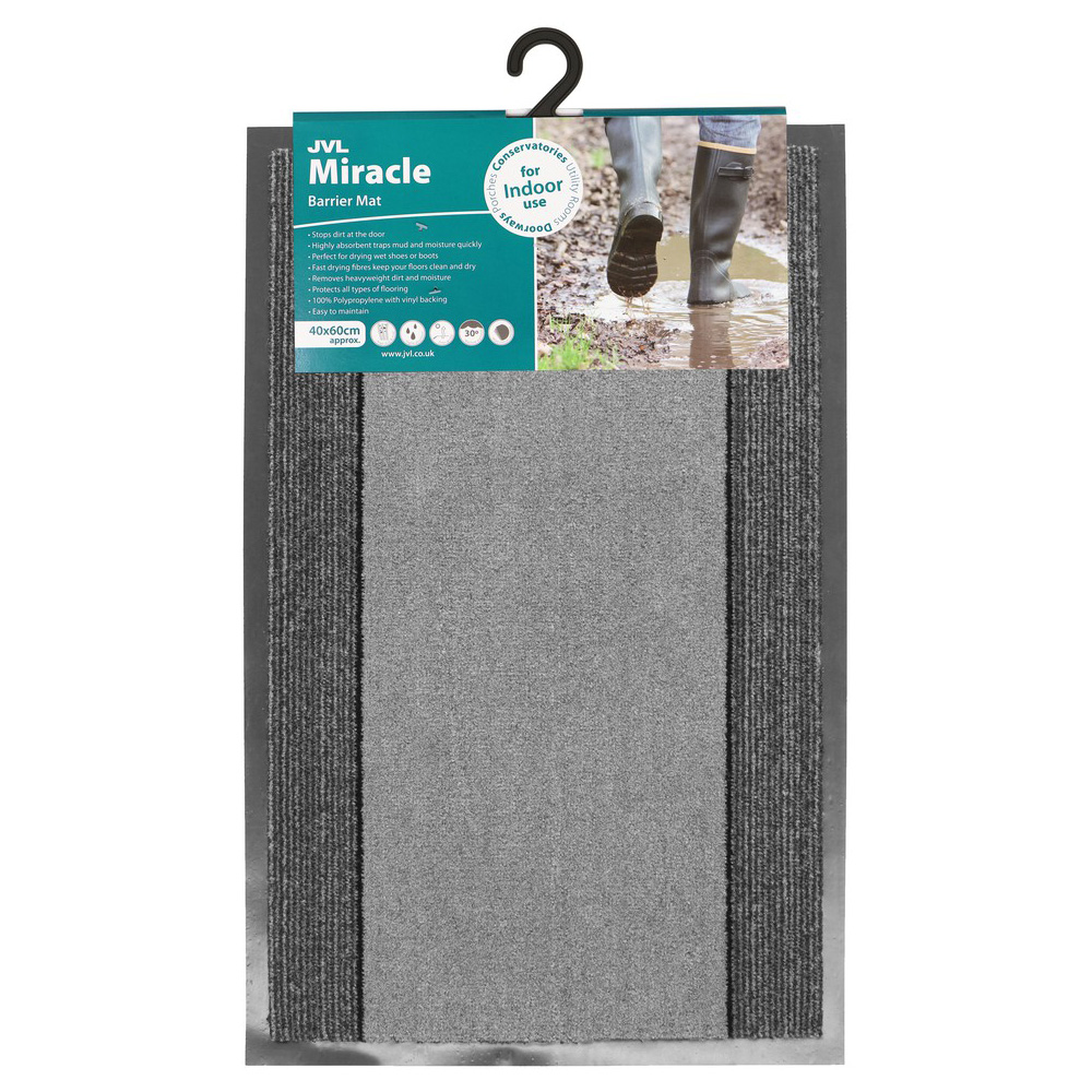 JVL Miracle Grey Barrier Door Mat 40 x 60cm Image 2