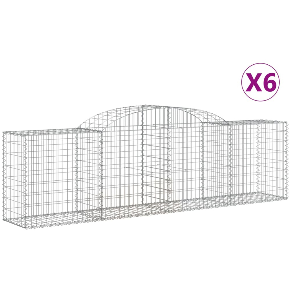 vidaXL Silver Galvanised Iron Gabion Basket 300 x 50 x 80/100cm 6 Pack Image 4