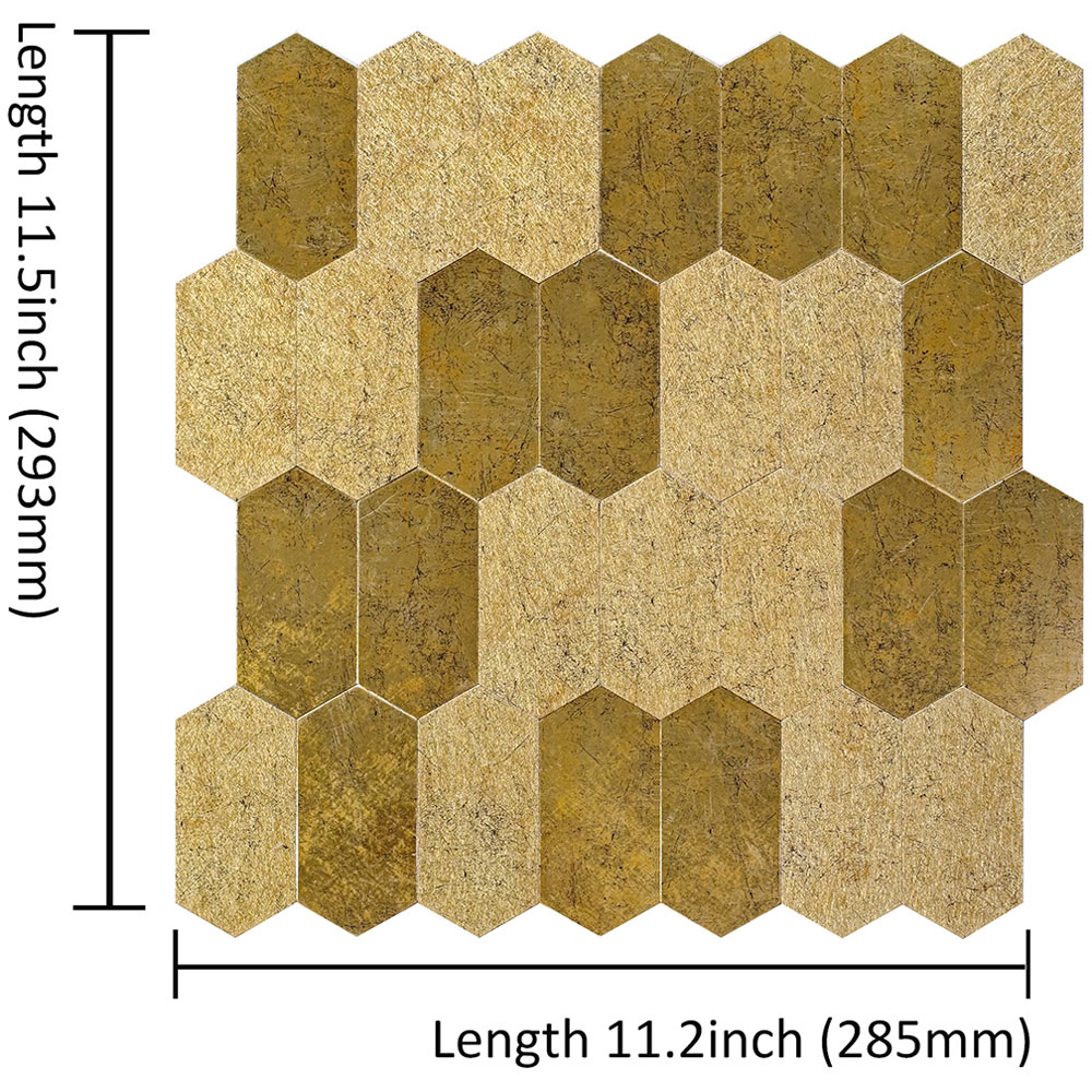 Britwall Bronze Mosaic Hexagonal Aluminium Peel and Stick Backsplash 293 x 285mm 4 Pack Image 7