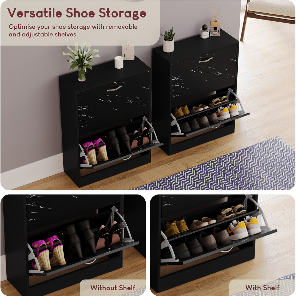 VIDA DESIGNS 2 Drawer Black Marble Shoe Cabinet Image 5
