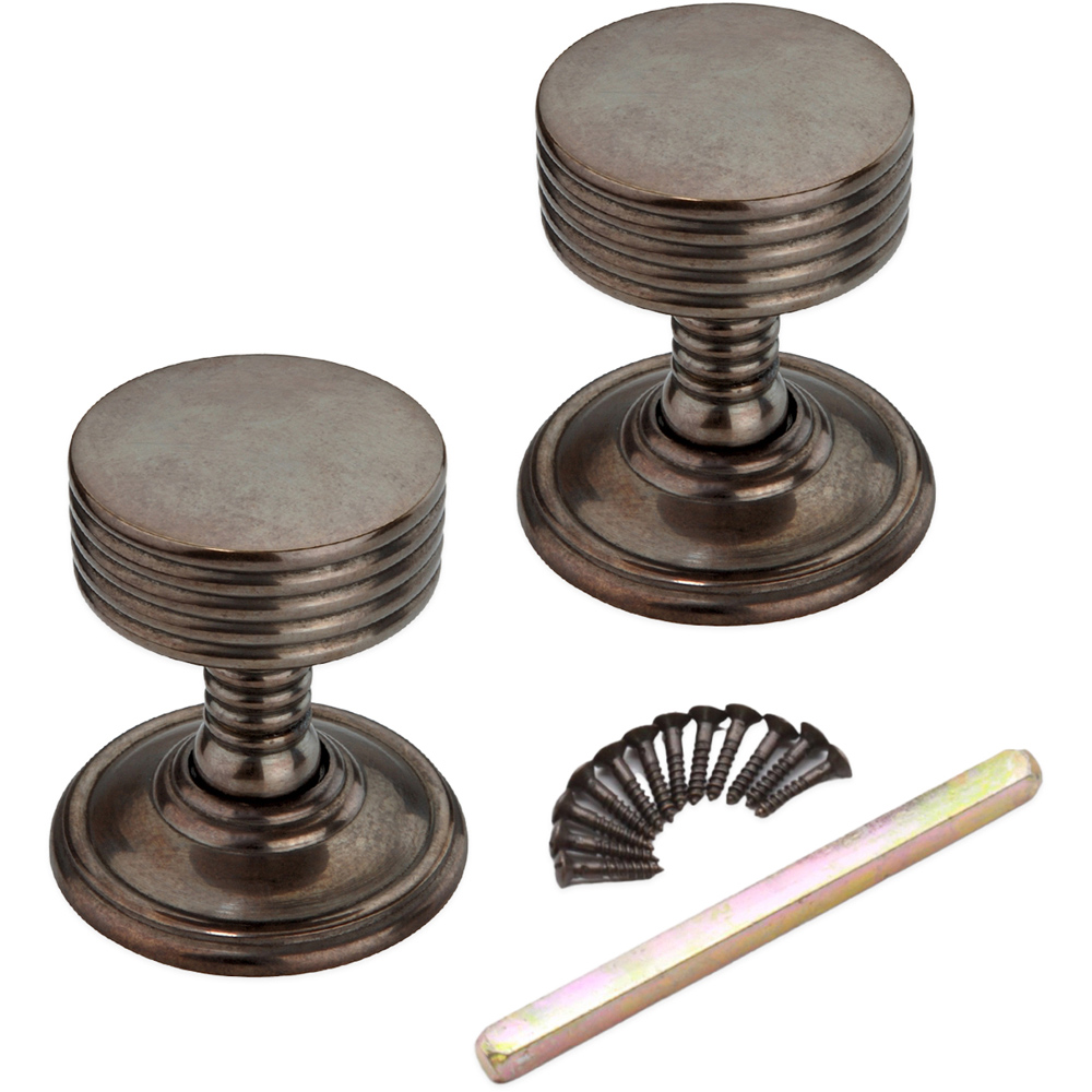 Spira Brass Antique Oxford Mortice Door Knob 2 Pack Image 4