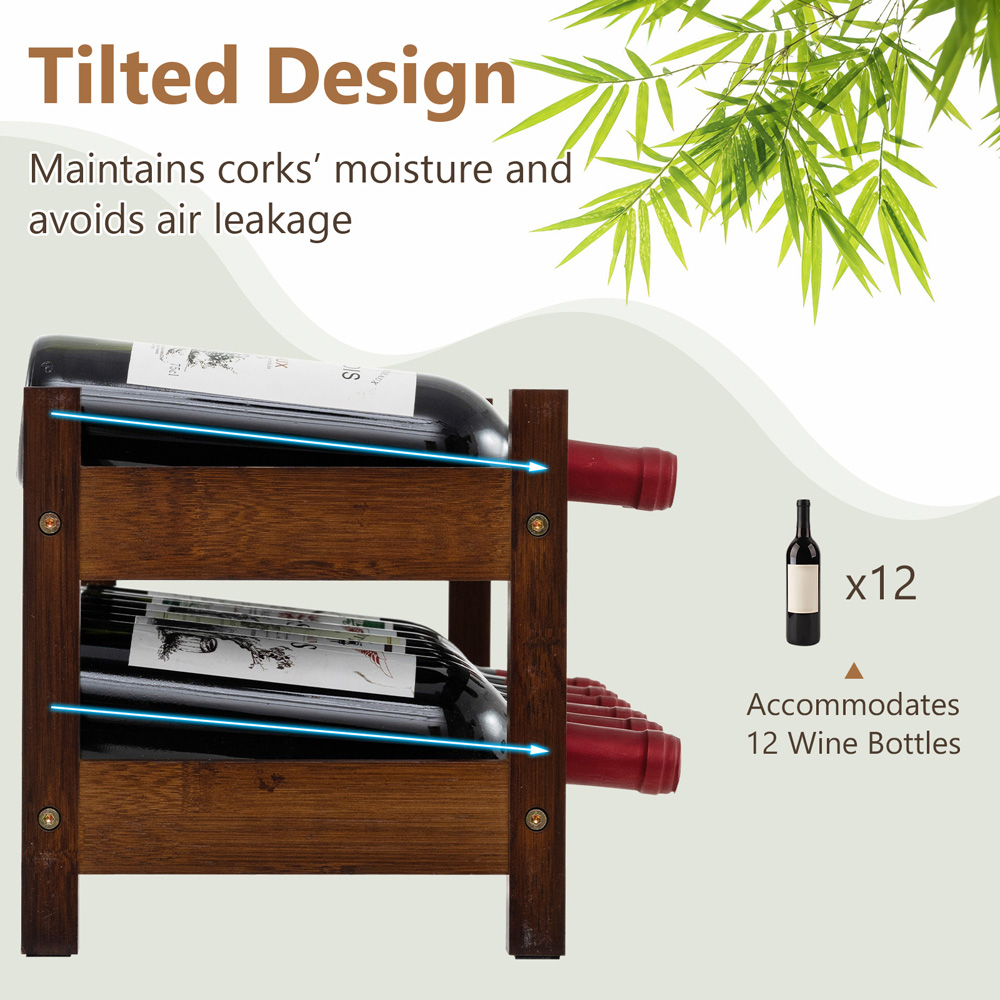 Costway 2 Shelf 12 Bottle Coffee Wine Rack Image 6