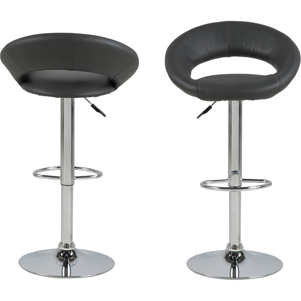 Florence Plump Black Swivel Bar Stool with Open Back Image 3
