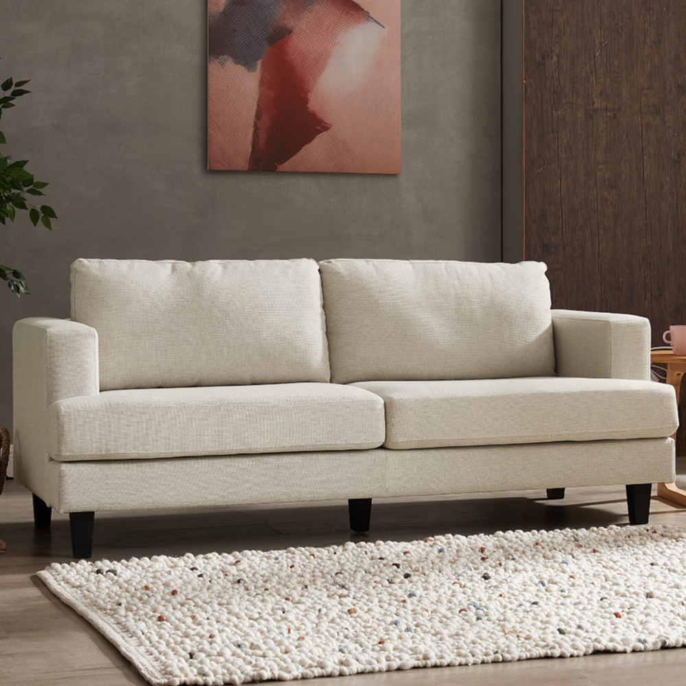 Home Detail Dale 3 Seater Beige Linen Sofa Image 1